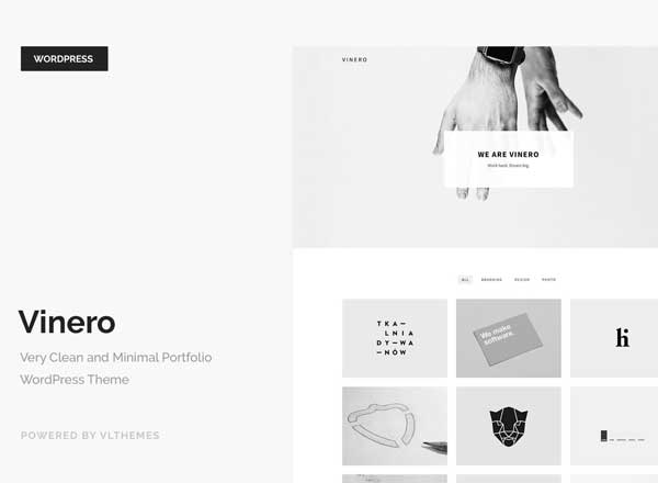 网页设计和工作室产品展示 WordPress 创意主题 Vinero – Very Clean and Minimal Portfolio WP Theme