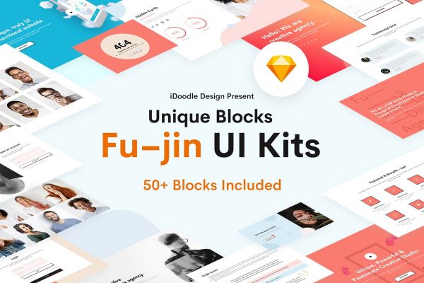 创意多用途网站用户界面套件UI套件[Sketch] Fu–jin Creative UI Kits Sketch Template