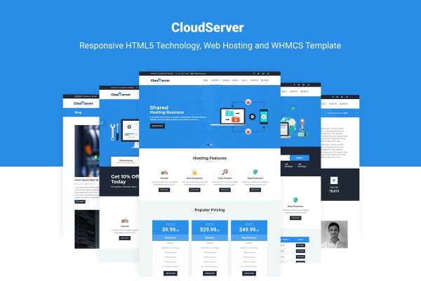 云计算技术＆服务器服务提供商网站WHMCS模板 CloudServer | Technology, Hosting & WHMCS Template