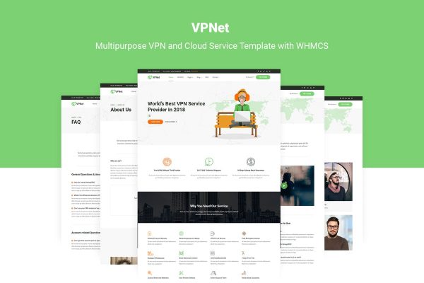 VPN＆云服务器提供商网站WHMCS模板 VPNet – VPN and Cloud Service Template with WHMCS