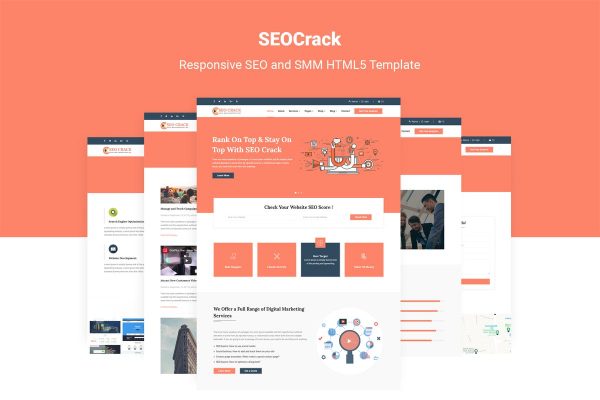 SEO&SMM服务提供商网站设计HTML5模板 SEOCrack | SEO and SMM HTML5 Template