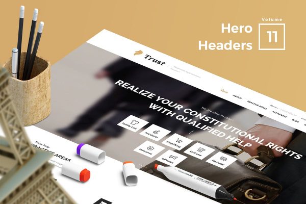 网站头部设计巨无霸Header设计模板V11 Hero Headers for Web Vol 11