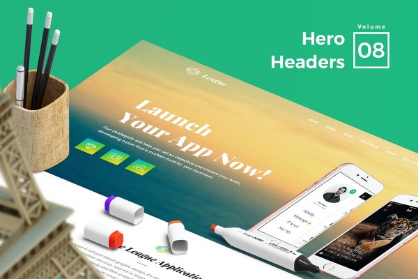 网站Header巨无霸头部设计网站设计素材V8 Hero Headers for Web Vol 08