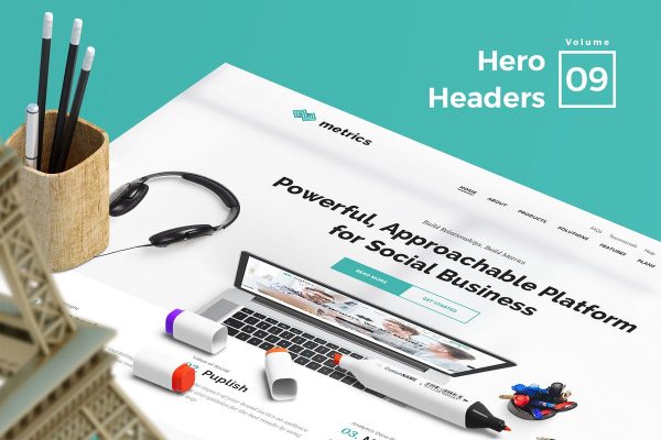 网站Header巨无霸头部设计网站设计素材V9 Hero Headers for Web Vol 09
