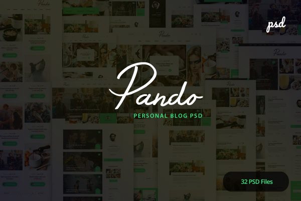 现代时尚的个人博客PSD模板 Pando – Personal Blog PSD Template