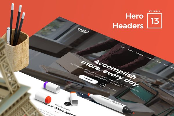 网站头部设计巨无霸Header设计模板V13 Hero Headers for Web Vol 13