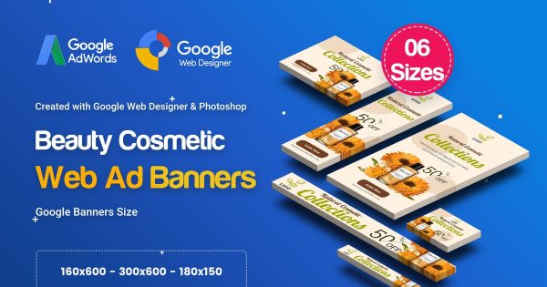 护肤品化妆品促销谷歌广告设计模板素材 C18 – Cosmetic Banners HTML5 – GWD & PSD