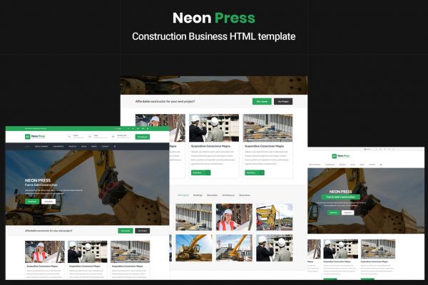 建筑业/建筑公司主题网站设计HTML模板 NeonPress – Construction Business HTML Template