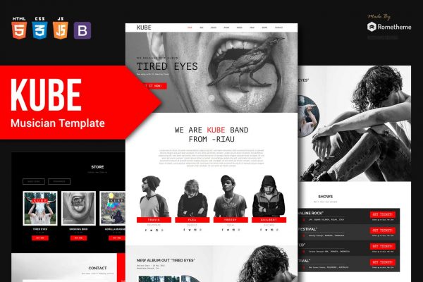 音乐家/DJ/乐队/音乐主题网站HTML模板 KUBE – Musician, DJ, Band, Music HTML Template