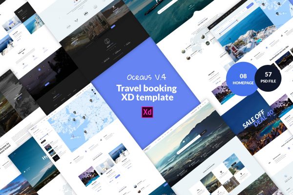 旅游&酒店预订网站UI设计套件[XD] OCEAUS V4 -Tour & hotel travel XD Template