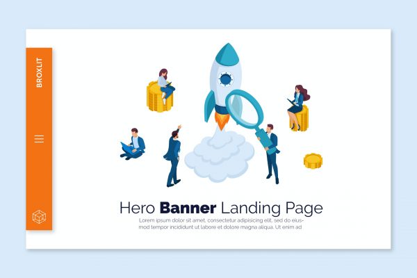 商业金融主题网站Banner图设计PSD模板 Broxlit – Hero Banner Template