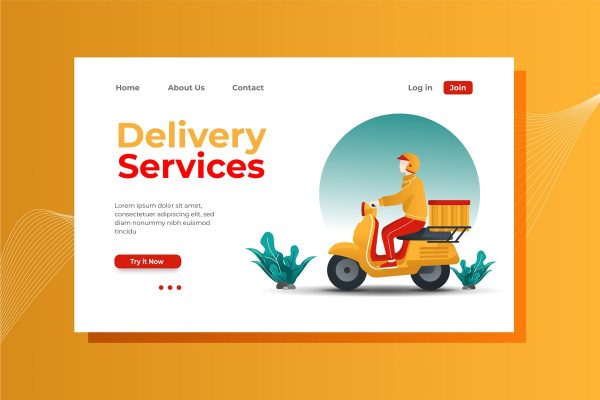 送货服务网站着陆页设计矢量插画 Delivery Service Landing Page Illustration